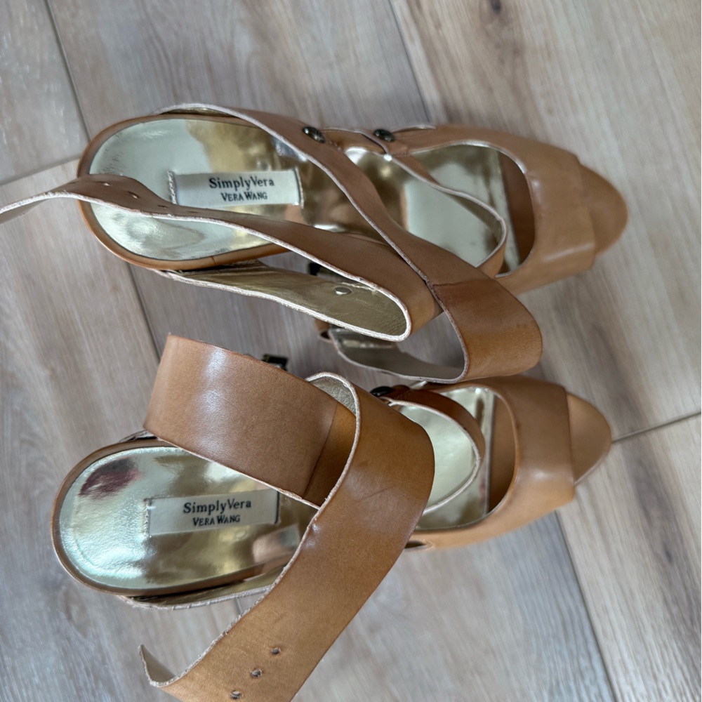 Simply Vera Tan Strappy Women's Heels - Picture 4 of 9